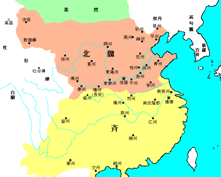 北魏与南齐对峙图