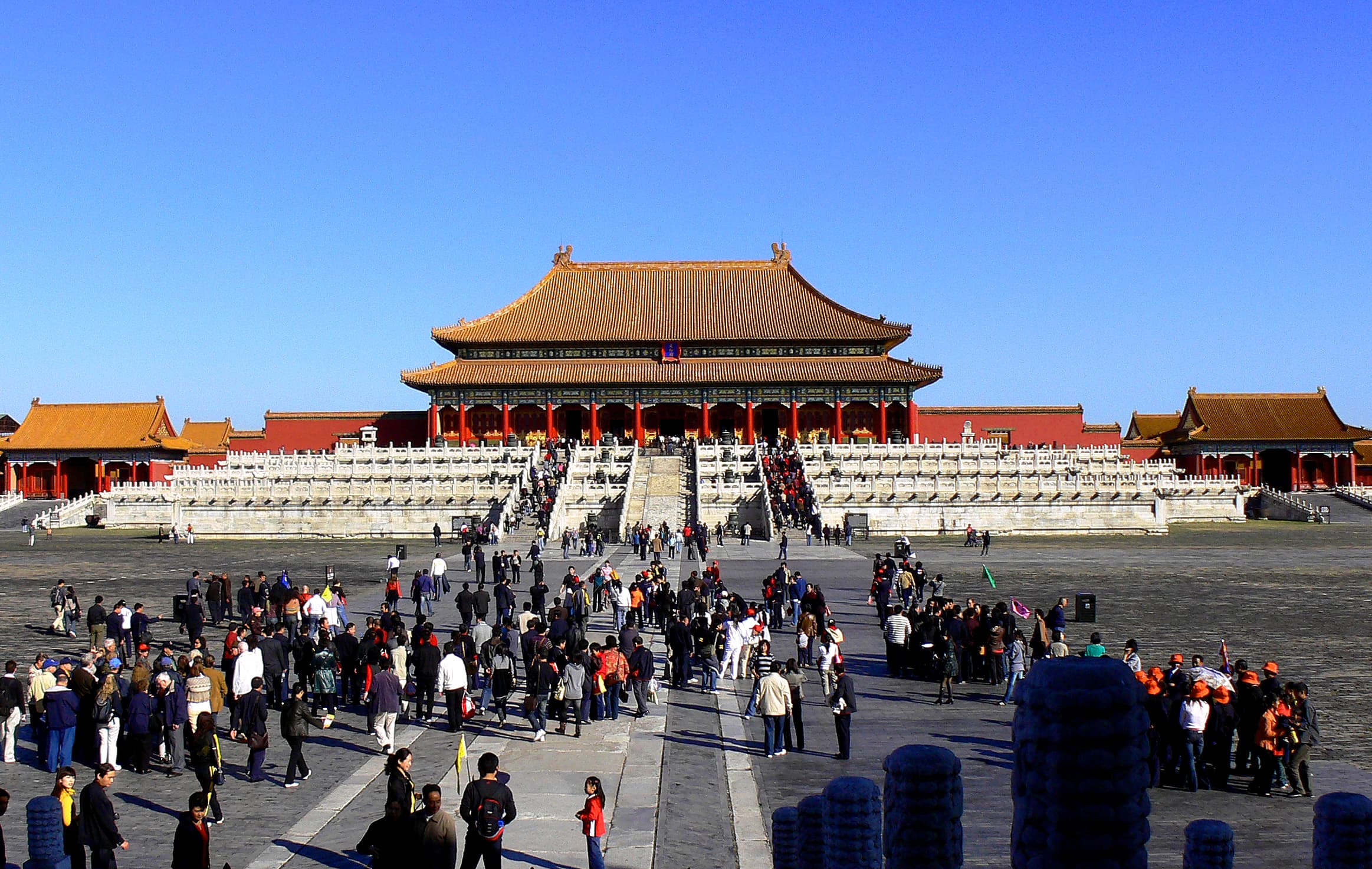 清朝政治中心北京紫禁城，图为清朝皇权的象征太和殿